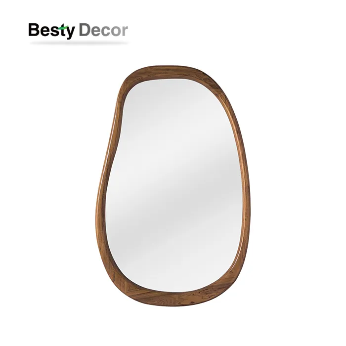不規則な無垢材フレームのミラー